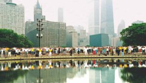 Group exercise Falun Dafa in Chicago