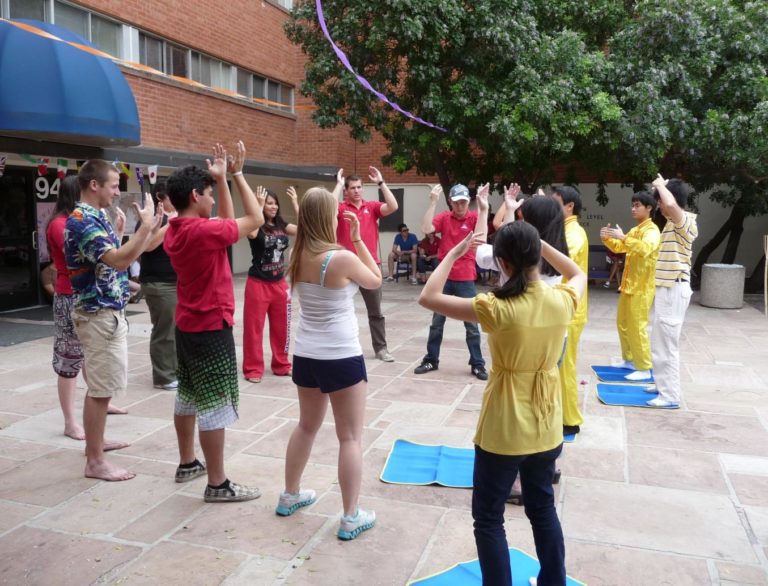 Students at the University of Arizona learning the Falun Gong exercises