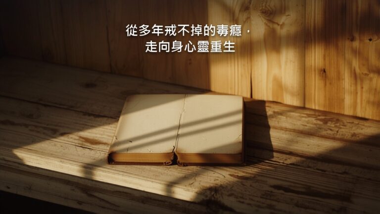 清晨的光線灑在一本翻舊的書上，書放在簡樸的桌邊，沒有人在畫面裡。