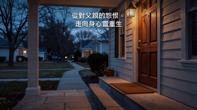 黃昏的家中餐桌，桌邊有一張空著的椅子，窗外的光斜照進來，室內沒有人物。