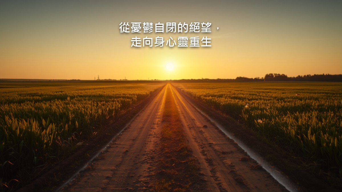 清晨的鄉間小路,兩旁是農田,路面被薄霧籠罩,沒有人物。