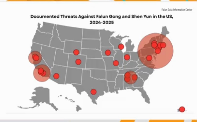 Documented threats against Falun Gon and Shen Yun in the US (2024-2025)